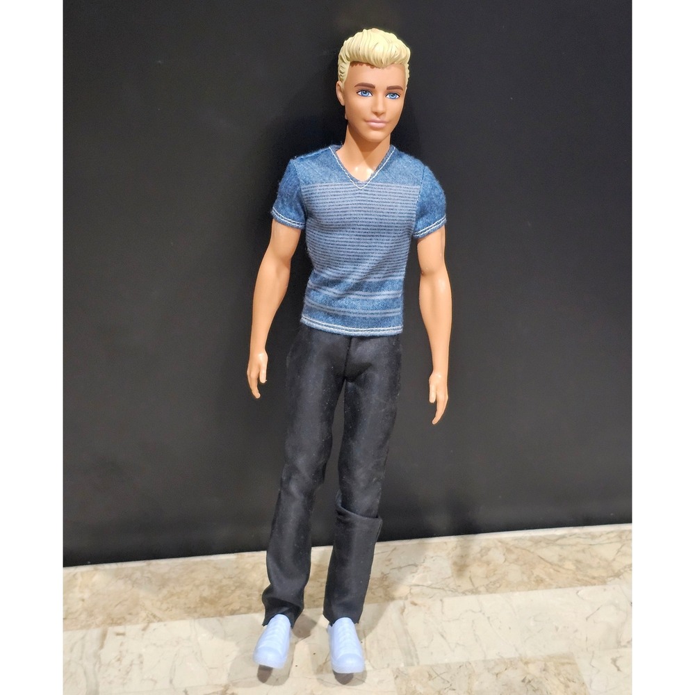 Mattel Ken Fashionistas Doll HBV25 Blonde Hair Blue Eyes‎ Blue Striped Shirt